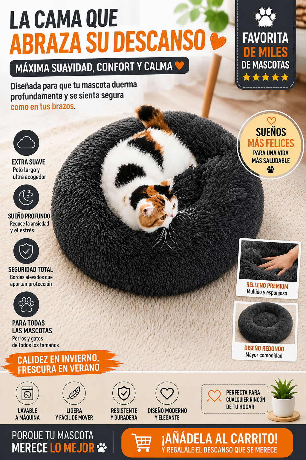 Cama 🍩Premium Deluxe para gatos