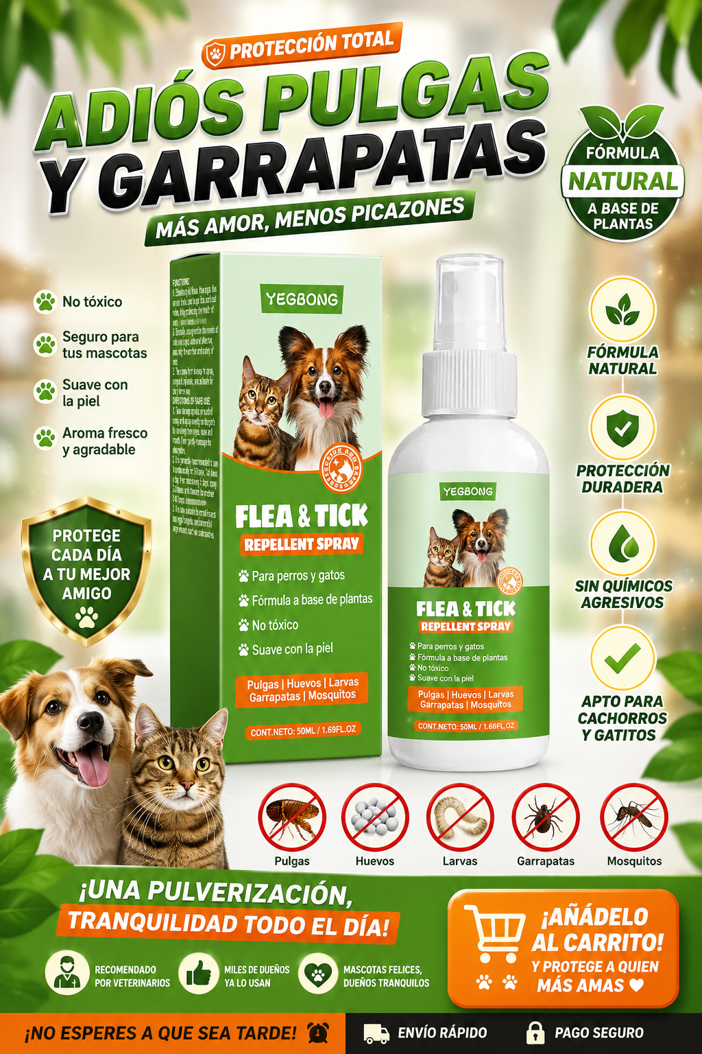 Spray repelente de pulgas y garrapatas✨