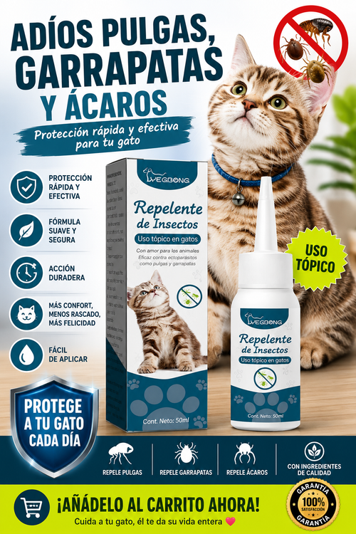 Agente antipulgas y antigarrapatas para gatos🐱
