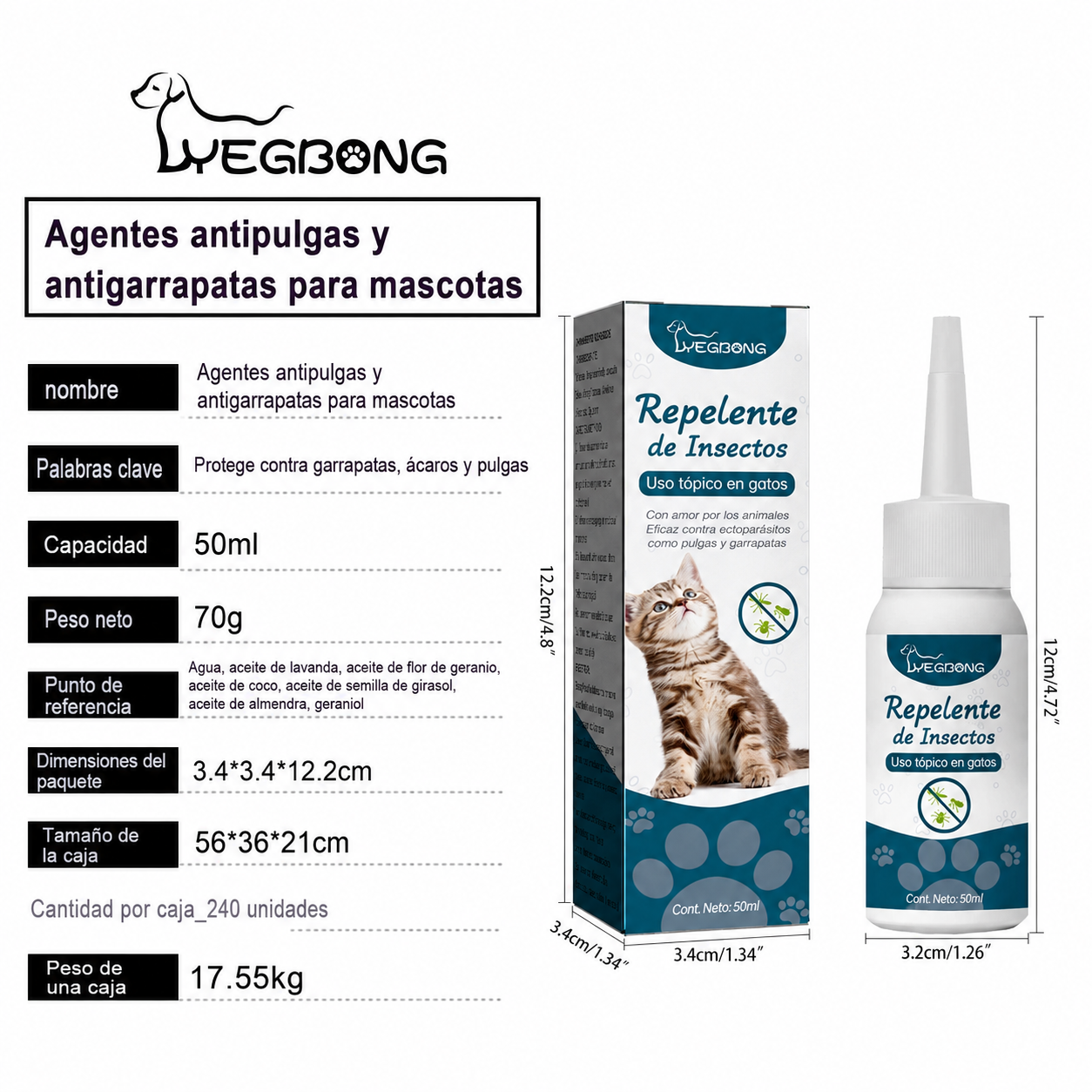Agente antipulgas y antigarrapatas para gatos🐱