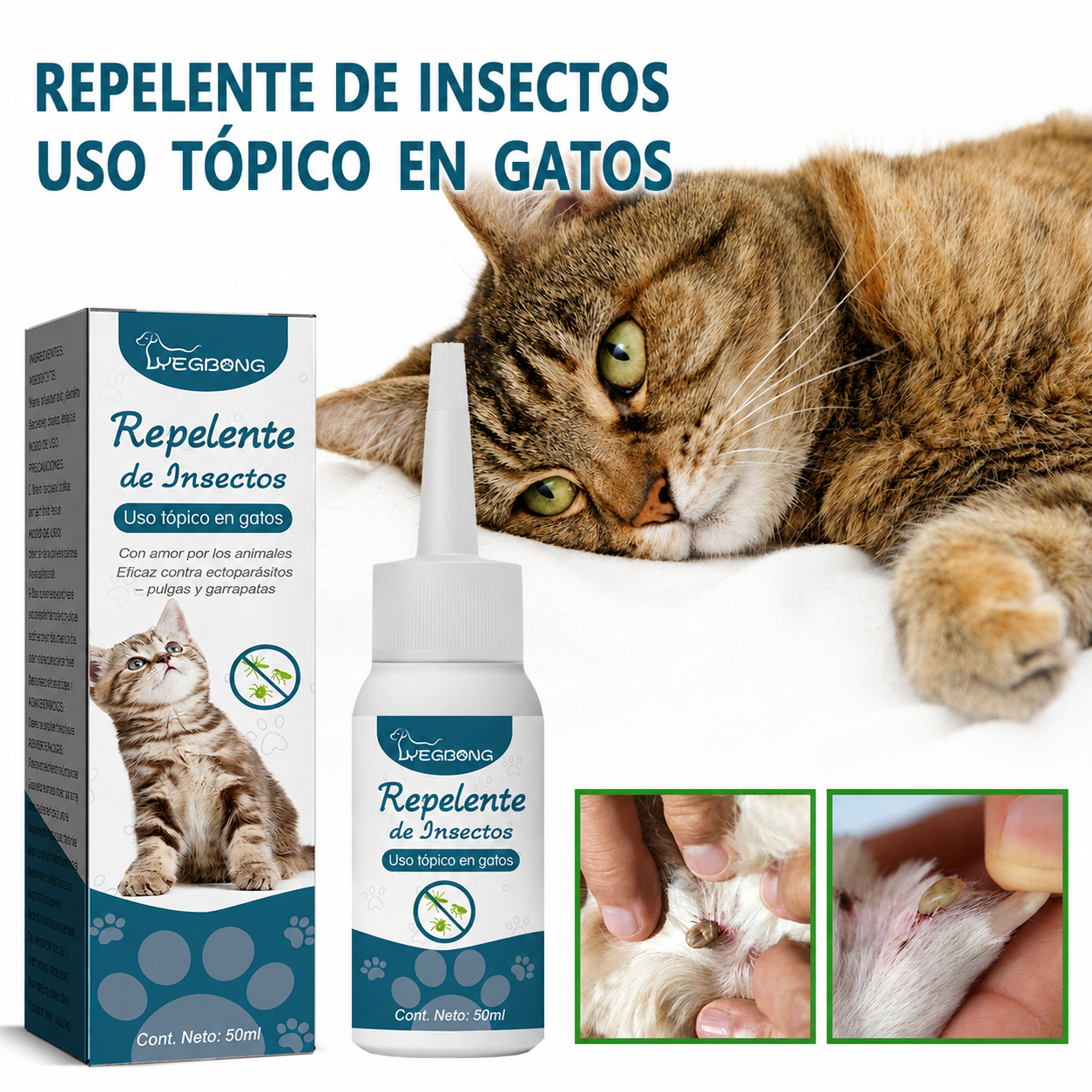 Agente antipulgas y antigarrapatas para gatos🐱