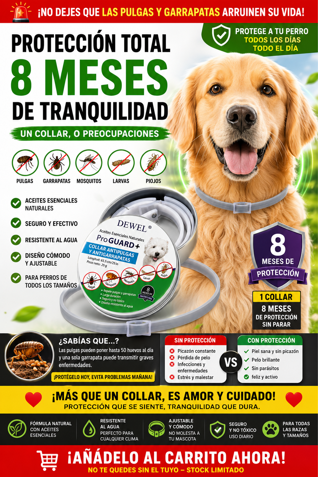 Collar antipulgas y garrapatas de primera calidad 🐶